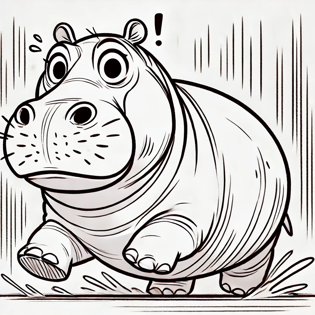 A startled hippo